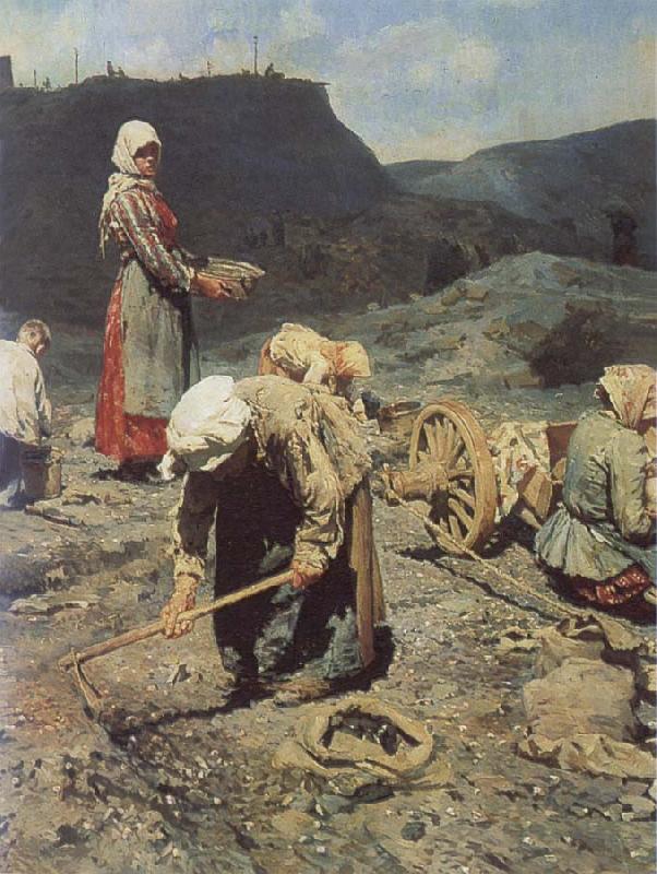 Nikolai Kasatkin Poor People Collecting Coal in an Abandoned Pit oil painting image